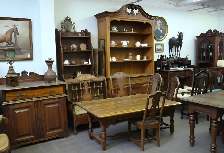 Vintage Wooden Furniture in an Antique Shop A Timeless Collection